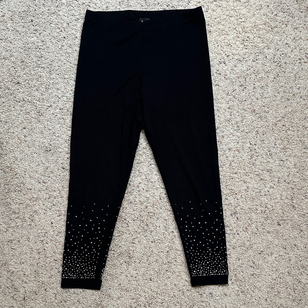 Simply Emma Black Leggings with Silver Accents